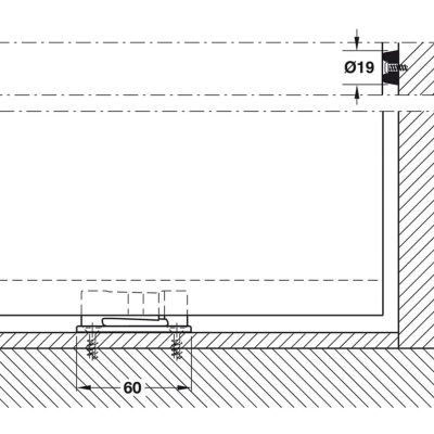 Front view of floor guide, bumper in Junior 40/B.