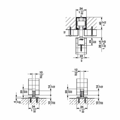 Side, Hawa Junior 80/B sliding door hardware fitting set.