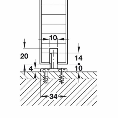 View of Hawa Junior 80/Z glue-in floor guide channel.