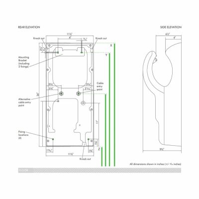 Line drawing of Dyson Airblade dB measurements.