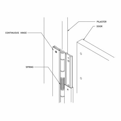 Detail drawing of continuous aluminum spring hinge from Scranton Products.