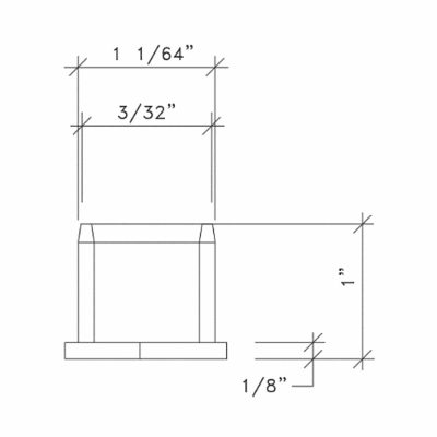 Another dimensional drawing of headrail endcap from Scranton Products.