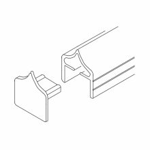 Line drawing of a plastic, press fit, headarail endcap from Scranton Products.