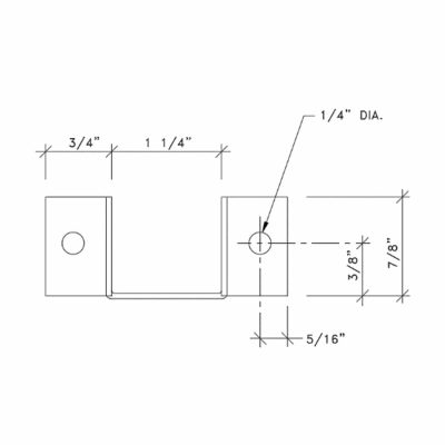 Additional dimensional drawing of headrail bracket from Scranton Products.