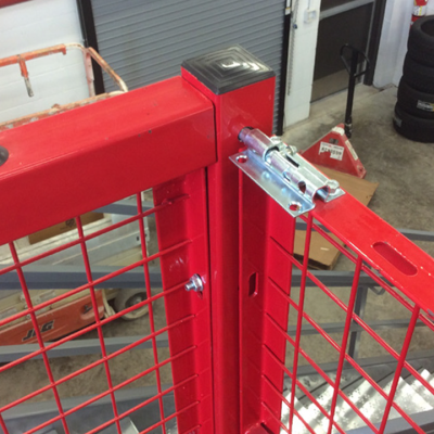 Photograph of BeastWire RailGuard access gate detail.