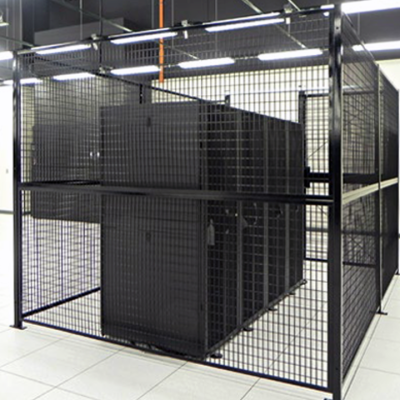 Photograph of BeastWire mesh guarding in use in a computer and data center facility.