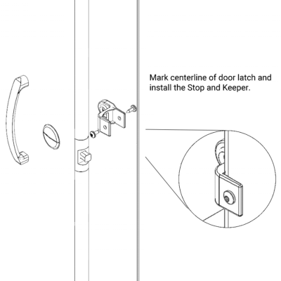 Line drawing of Hadrian Door Stop and Keeper.