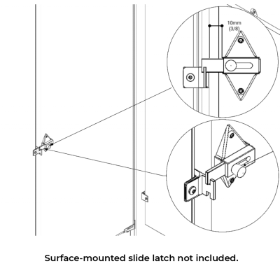 Line drawing of Hadrian inswing keeper installed.