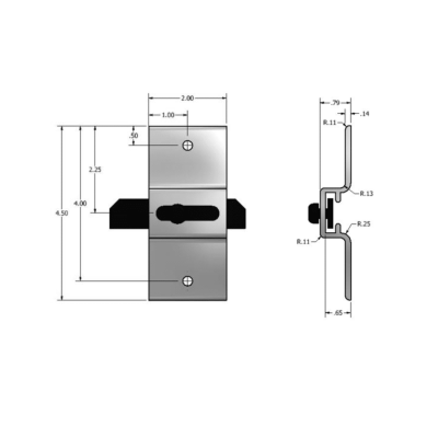 Additional dimensional drawing of Scranton Surface Slide Latch.