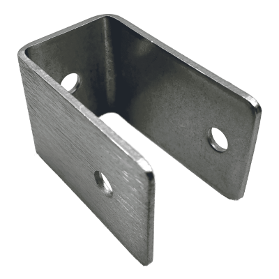 Photograph of Bobrick U-Bracket Internal 1" Panel-to-Stile - 1000356 sitting on its side.