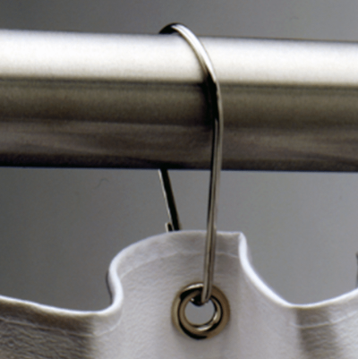 Photograph showing a detail view of the Bobrick Shower Curtain Hook Set 204-1.