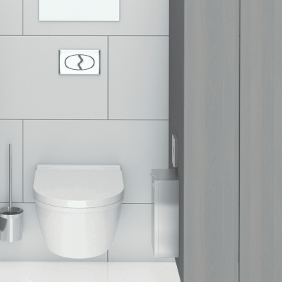 Rendering of the Bobrick Surface-Mounted Sanitary Napkin Disposal B-35139.