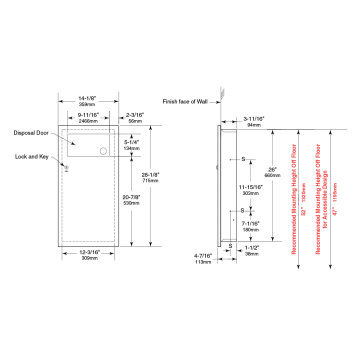 Bobrick Recessed Waste Disp. With Door B-35633 - Partition Plus