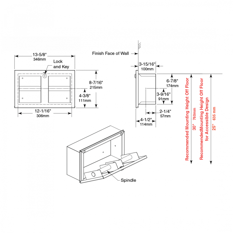 Bobrick Recess TrimLine Tissue Disp. B-35883 - Partition Plus