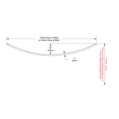 Line drawing of Bobrick Curved Shower Rod B-4207.