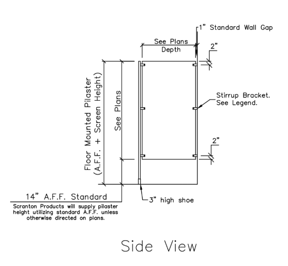 Floor Mounted Urinal Screen - Solid Plastic - Image 2
