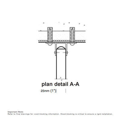 Plan view drawing of the Hadrian wall-hung urinal screen.