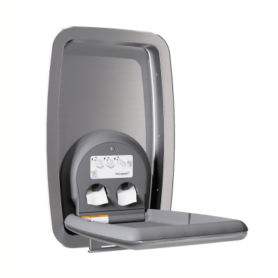 Koala Kare KB311-SSRE vertical recess-mount baby changing station, shown open.