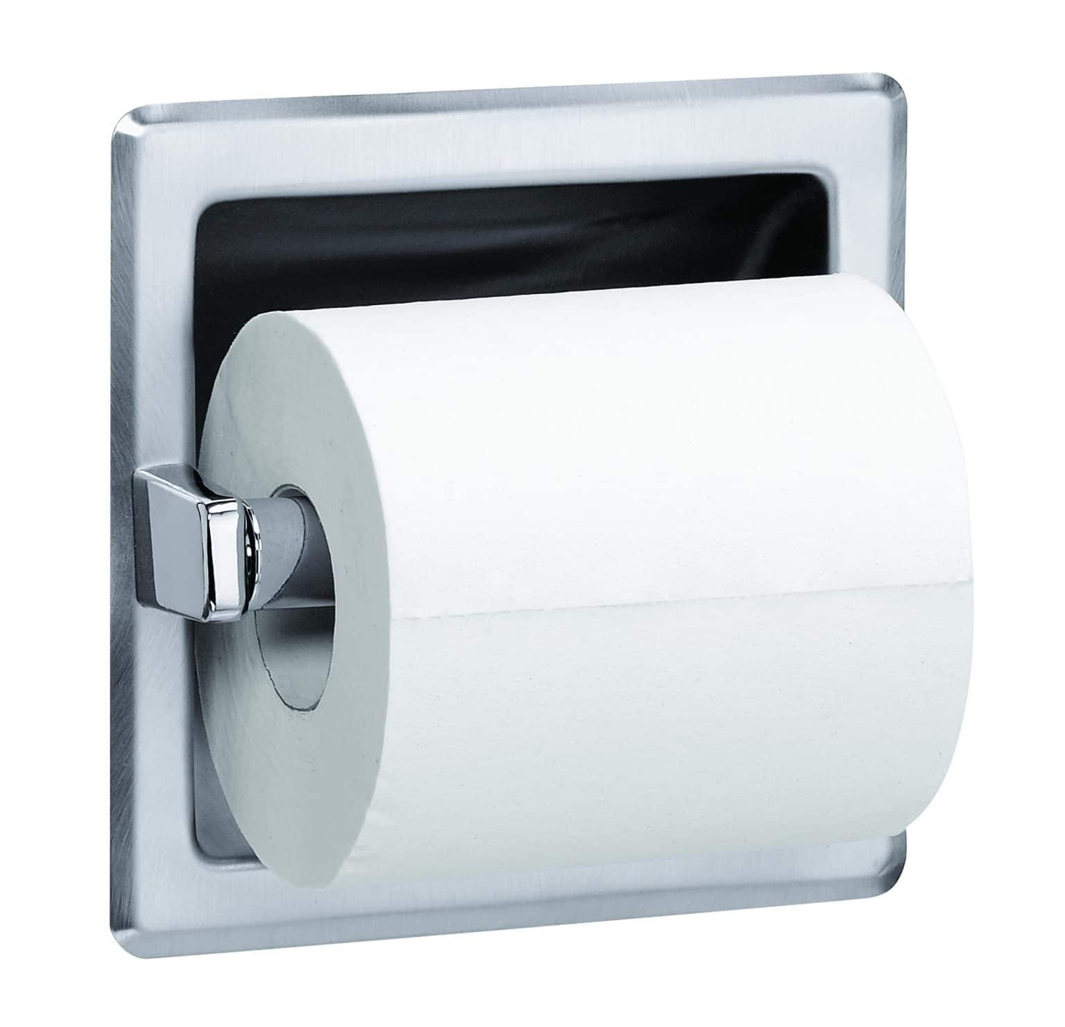 Bradley 5104 Recessed Single Roll Toilet Paper Dispenser - Partition Plus