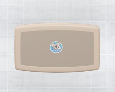 Koala Kare's Horizontal Surface Mounted Baby Changing Station KB300 - Front View Closed in Beige