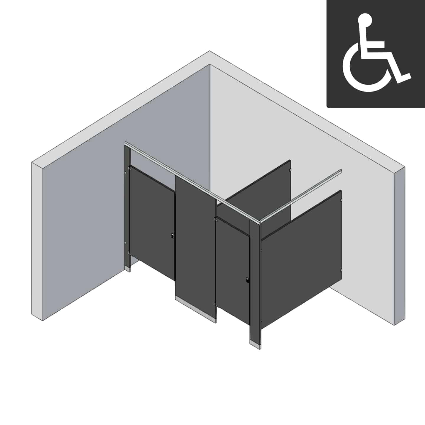 Bathroom Partitions - 2 Stalls - Left Hand In Corner ADA