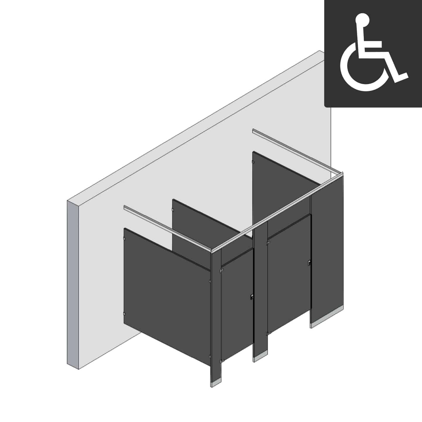 Bathroom Partitions - 2 Stalls - Right Hand Free Standing ADA