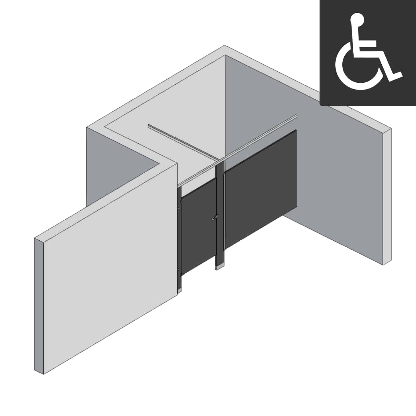 Bathroom Partitions - 1 Stall - Left Hand Alcove ADA