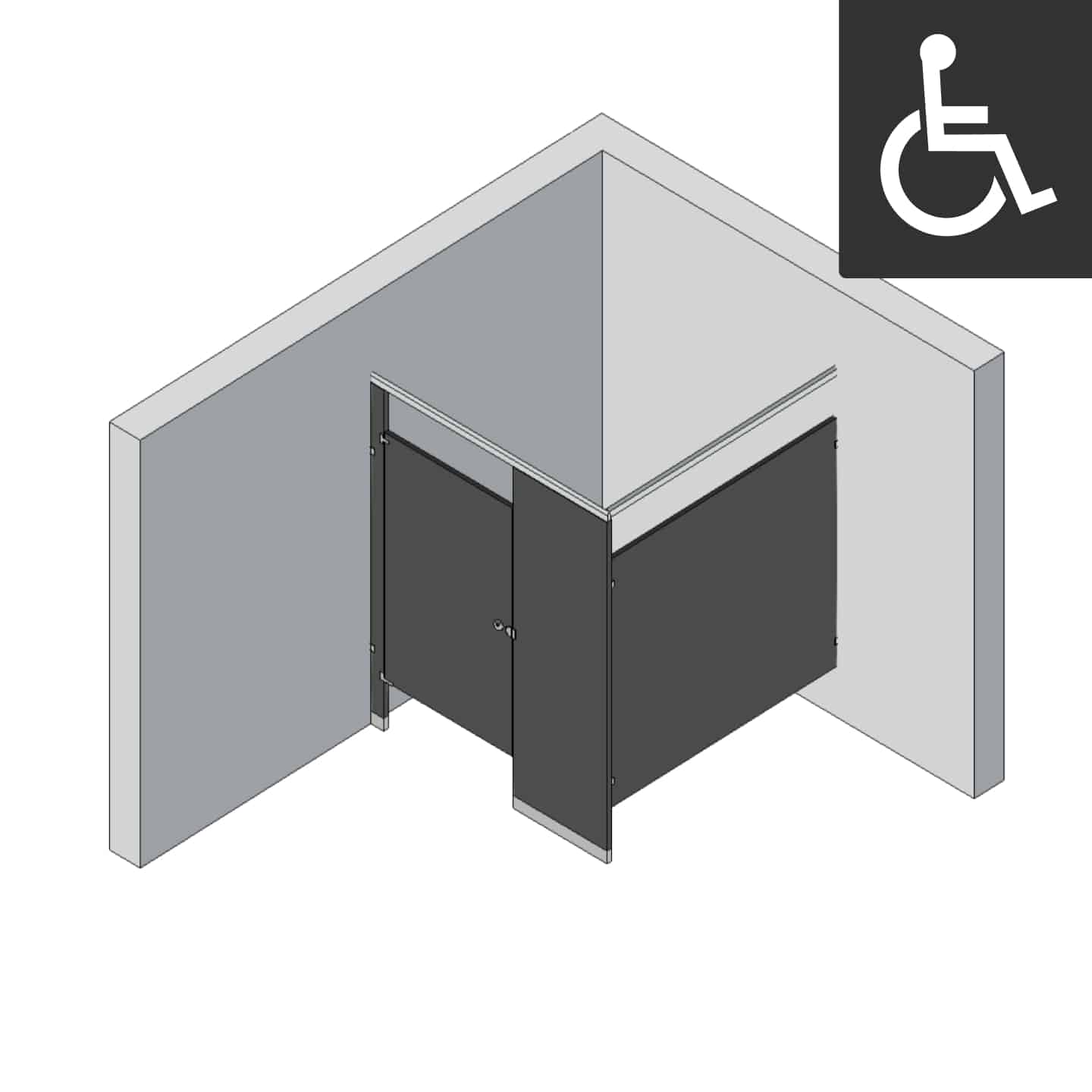 Bathroom Partitions - 1 Stall - Left Hand In Corner ADA