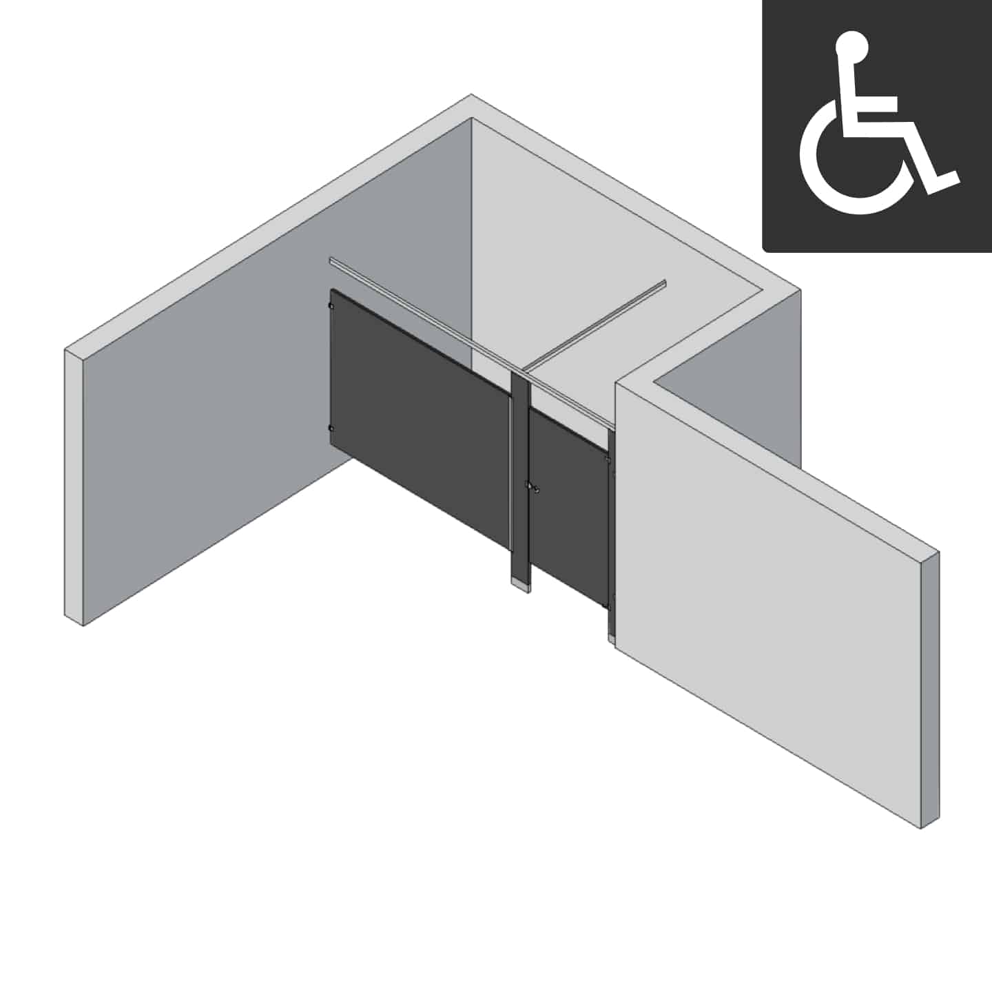 Bathroom Partitions - 1 Stall - Right Hand Alcove ADA