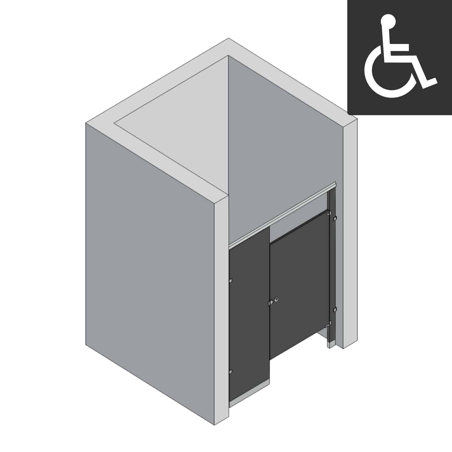 Bathroom Partitions - 1 Stall - Right Hand Between Walls ADA