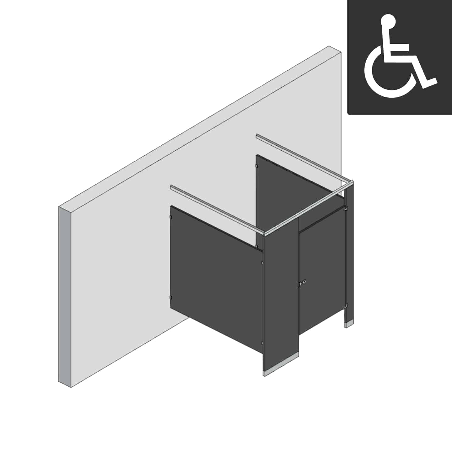 Bathroom Partitions - 1 Stall - Right Hand Free Standing ADA