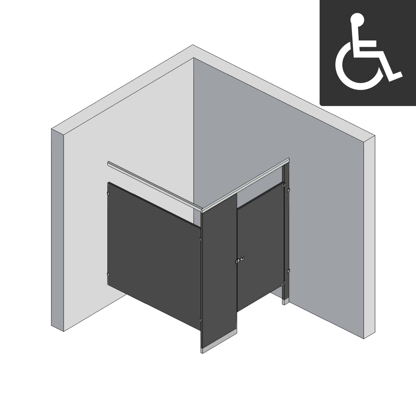 Bathroom Partitions - 1 Stall - Right Hand In Corner ADA