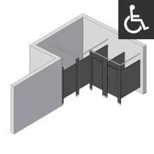 Bathroom Partitions - 3 Stalls - Left Hand Alcove ADA