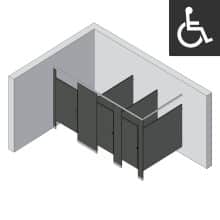 Bathroom Partitions - 3 Stalls - Left Hand In Corner ADA