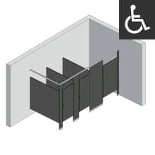 Bathroom Partitions - 3 Stalls - Right Hand In Corner ADA