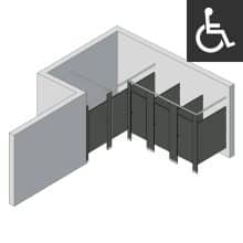 Bathroom Partitions - 4 Stalls - Left Hand Alcove ADA