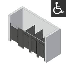 Bathroom Partitions - 4 Stalls - Left Hand Between Walls ADA