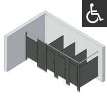 Bathroom Partitions - 4 Stalls - Left Hand In Corner ADA