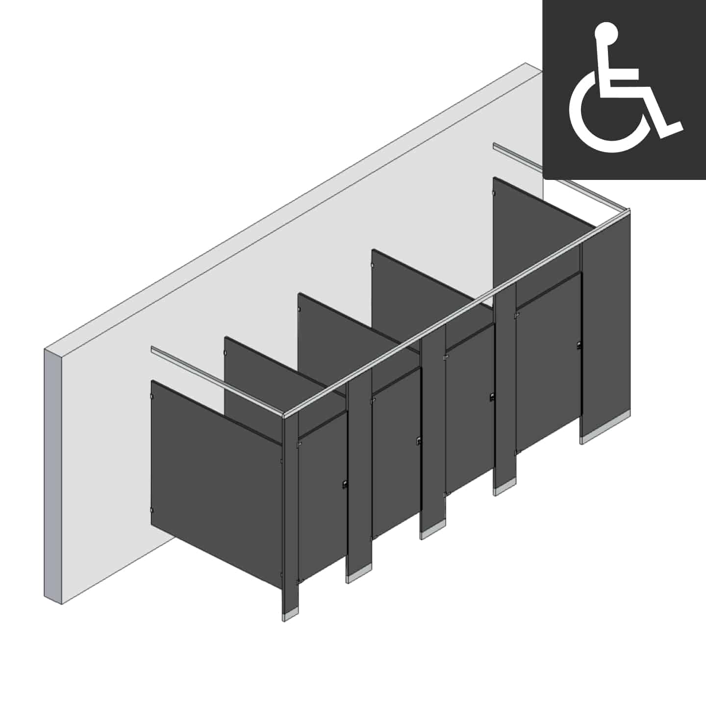 Bathroom Partitions - 4 Stalls - Right Hand Free Standing ADA
