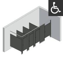 Bathroom Partitions - 4 Stalls - Right Hand In Corner ADA