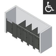 Bathroom Partitions - 5 Stalls -  Left Hand Between Walls ADA