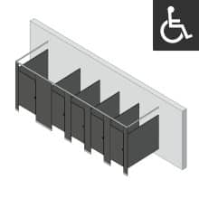 Bathroom Partitions - 5 Stalls - Left Hand Free Standing ADA