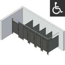 Bathroom Partitions - 5 Stalls - Left Hand In Corner ADA