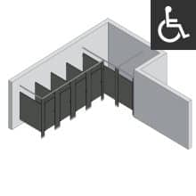 Bathroom Partitions - 5 Stalls - Right Hand Alcove ADA