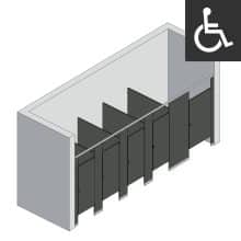 Bathroom Partitions - 5 Stalls - Right Hand Between Walls ADA