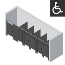 Bathroom Partitions - 6 Stalls - Left Hand Between Walls ADA