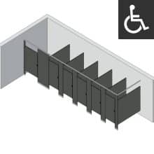 Bathroom Partitions - 6 Stalls - Left Hand In Corner ADA