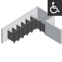 Bathroom Partitions - 6 Stalls - Right Hand Alcove ADA