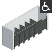 Bathroom Partitions - 6 Stalls - Right Hand Between Walls ADA