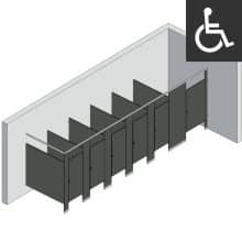 Bathroom Partitions - 6 Stalls - Right Hand In Corner ADA